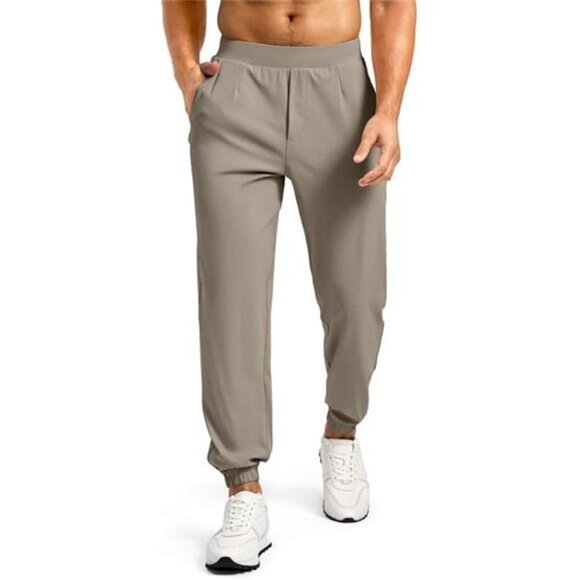 Men's Joggers with Zipper Pocket Golf Jogger Pants Stretch Slim Fit Sweatpants - Picture 1 of 7